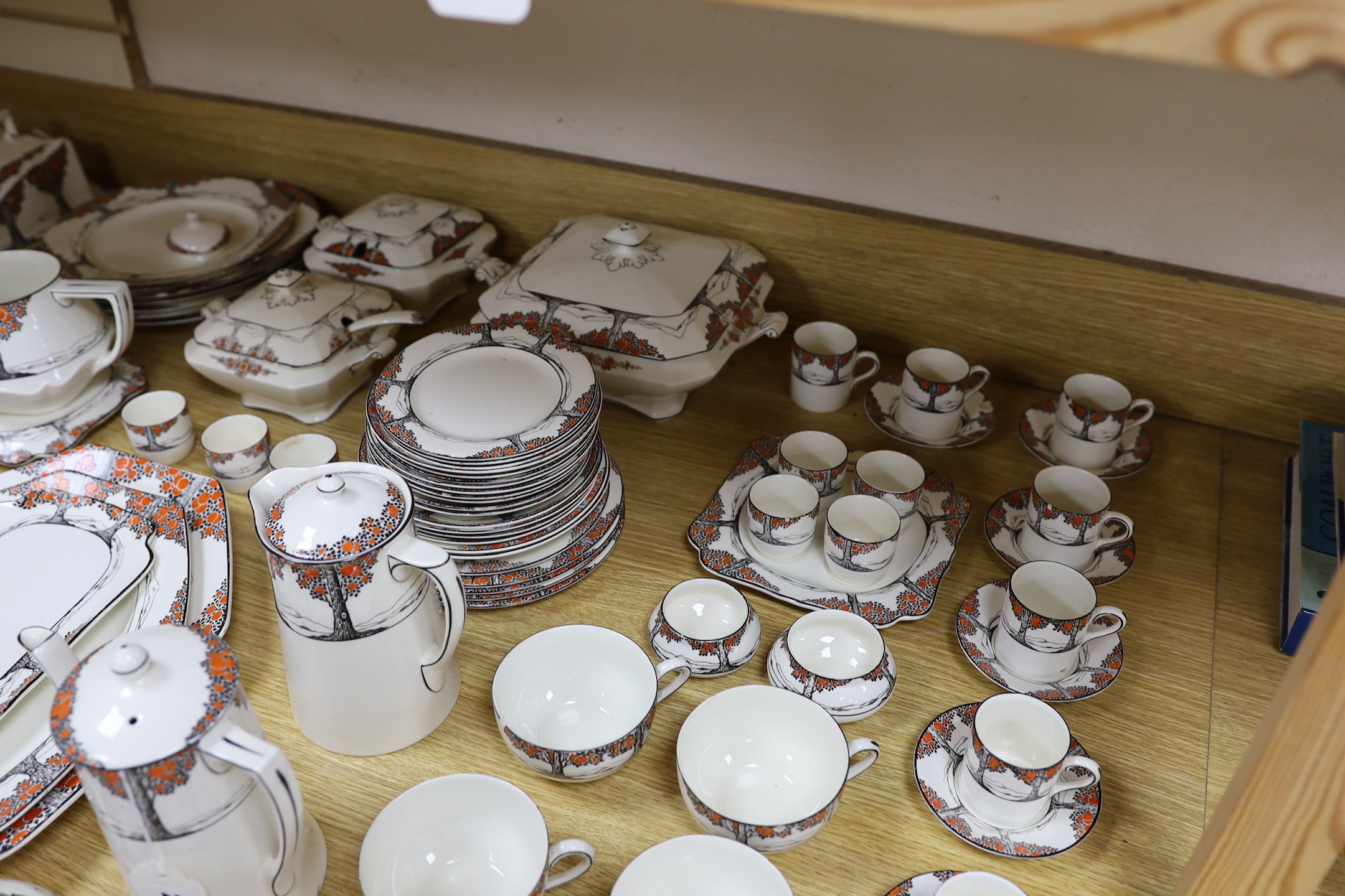 A large quantity of Crown Ducal Orange Tree pattern tea, coffee and dinner wares